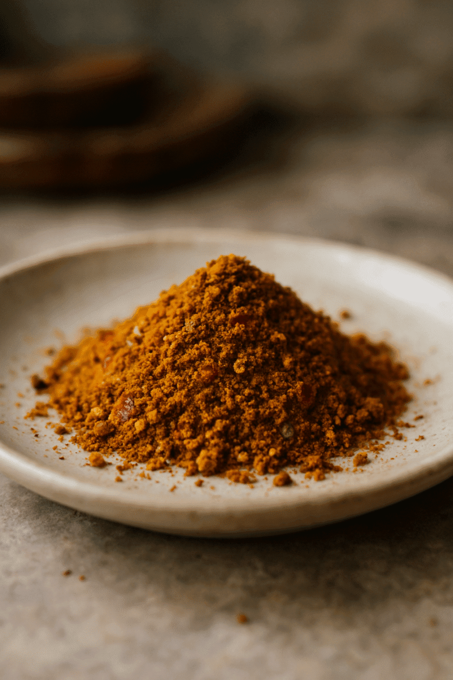 Monticule dépices colorées sur une assiette blanche prêt à rehausser vos plats de saveurs exotiques