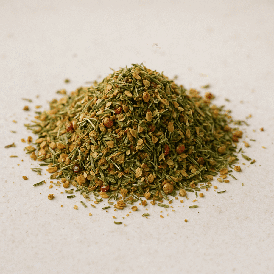 Mélange dépices et herbes séchées sur fond blanc parfait pour assaisonner vos plats avec saveur