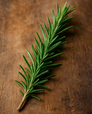 Brin de romarin frais sur une table en bois idéal pour la cuisine méditerranéenne et les plats aromatiques