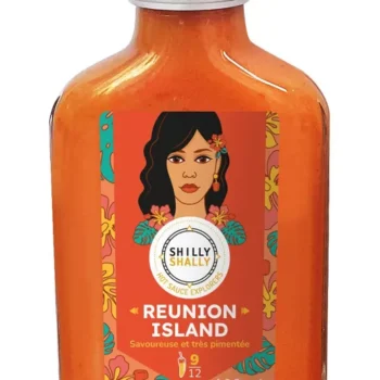 Bouteille de sauce piquante Reunion Island Shilly Shally, saveur exotique et pimentée, 100 ml.