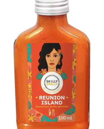 Bouteille de sauce piquante Reunion Island Shilly Shally, saveur exotique et pimentée, 100 ml.