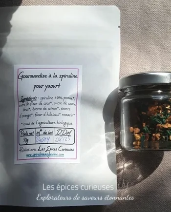 Mélange Gourmand à la Spiruline pour Yaourts et Fromages Blancs 50G   Les épices curieuses