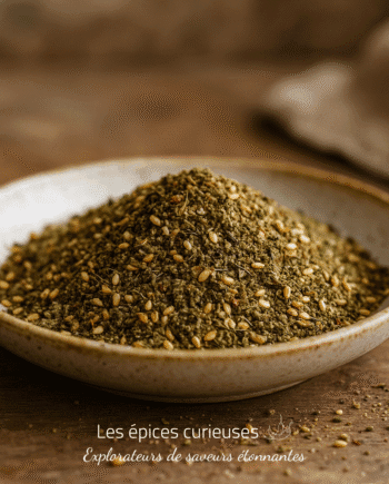 Assiette de zaatar, mélange d'épices moyen-oriental avec graines de sésame. Parfait pour assaisonner vos plats.