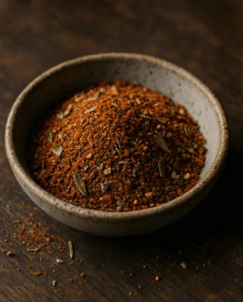 Bol de mélange d'épices colorées sur une table en bois, parfait pour relever vos plats avec une touche exotique.