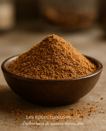 Bol de poudre de cannelle sur une table en bois, parfait pour les recettes et les desserts épicés.