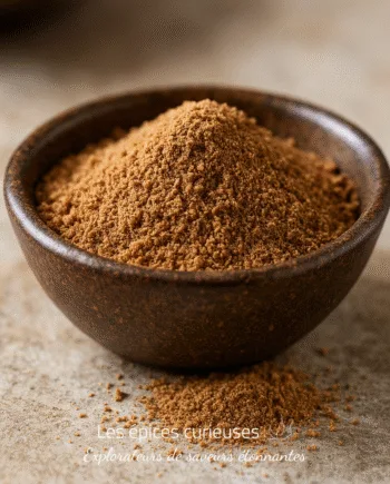 Bol de cannelle moulue sur une table. Parfait pour des recettes sucrées et aromatiques.