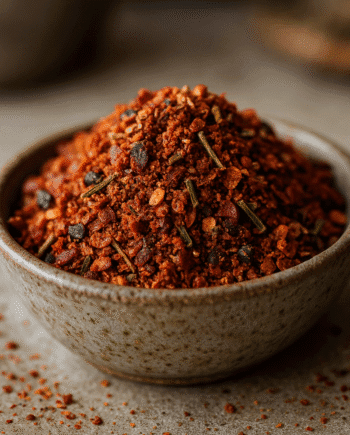 Assortiment d'épices aromatiques dans un bol en céramique, idéal pour rehausser vos plats avec une touche de saveur intense.