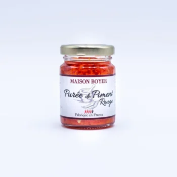 Pot de purée de piment rouge épicée Maison Boyer, fabriqué en France. Idéal pour relever vos plats.