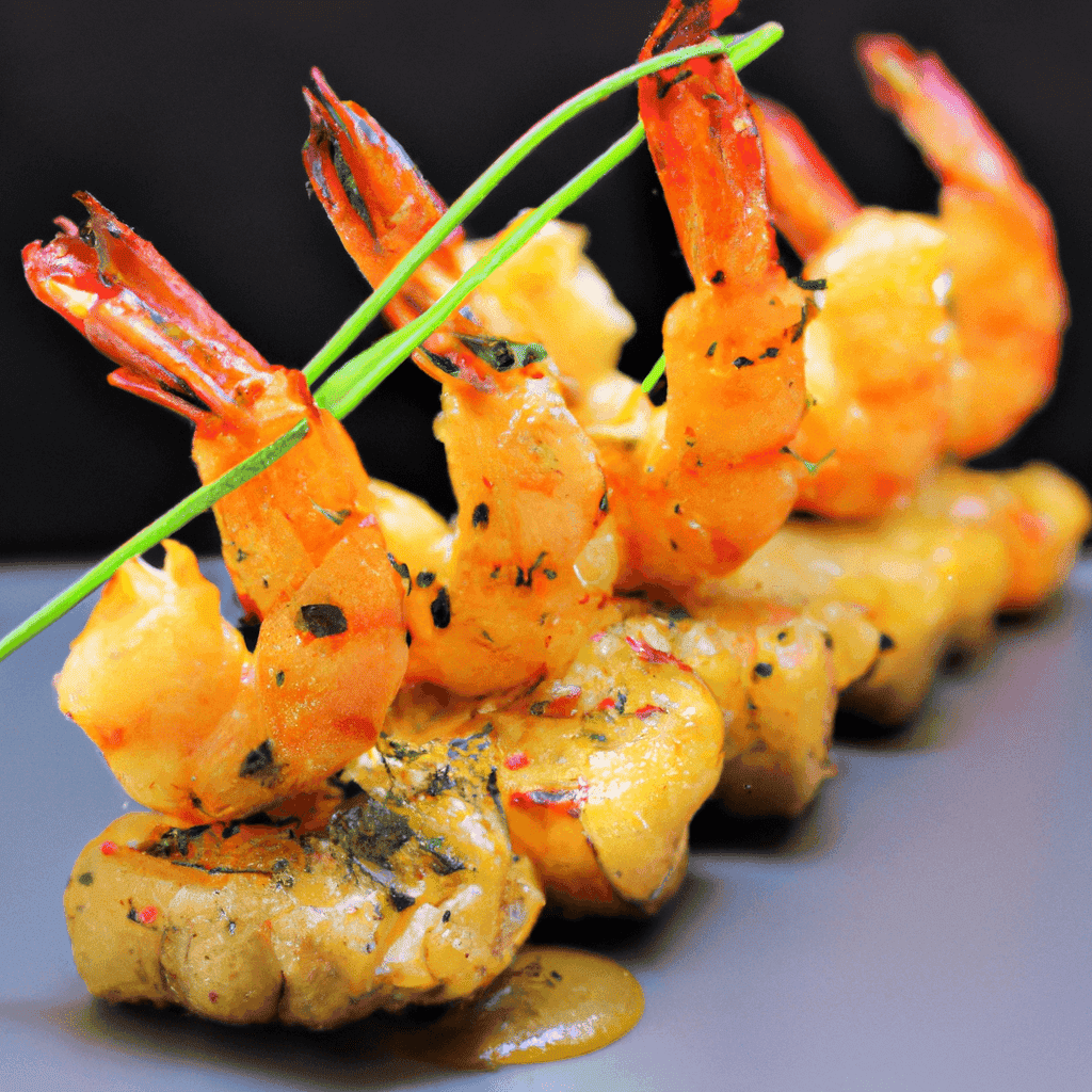 Brochettes de crevettes marinées à la grenade & moutarde ancienne- Les épices curieuses