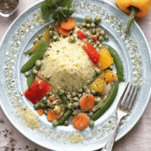 Couscous végétarien d’automne aux légumes rôtis, pois chiches et épices raz el hanout fumé- Les épices curieuses