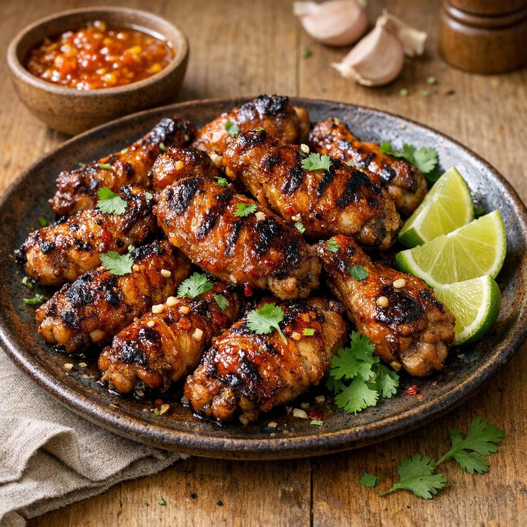 Ailes de poulet laquées à la Purée de Piment Ananas Forte avec Purée de Piment Ananas Forte
