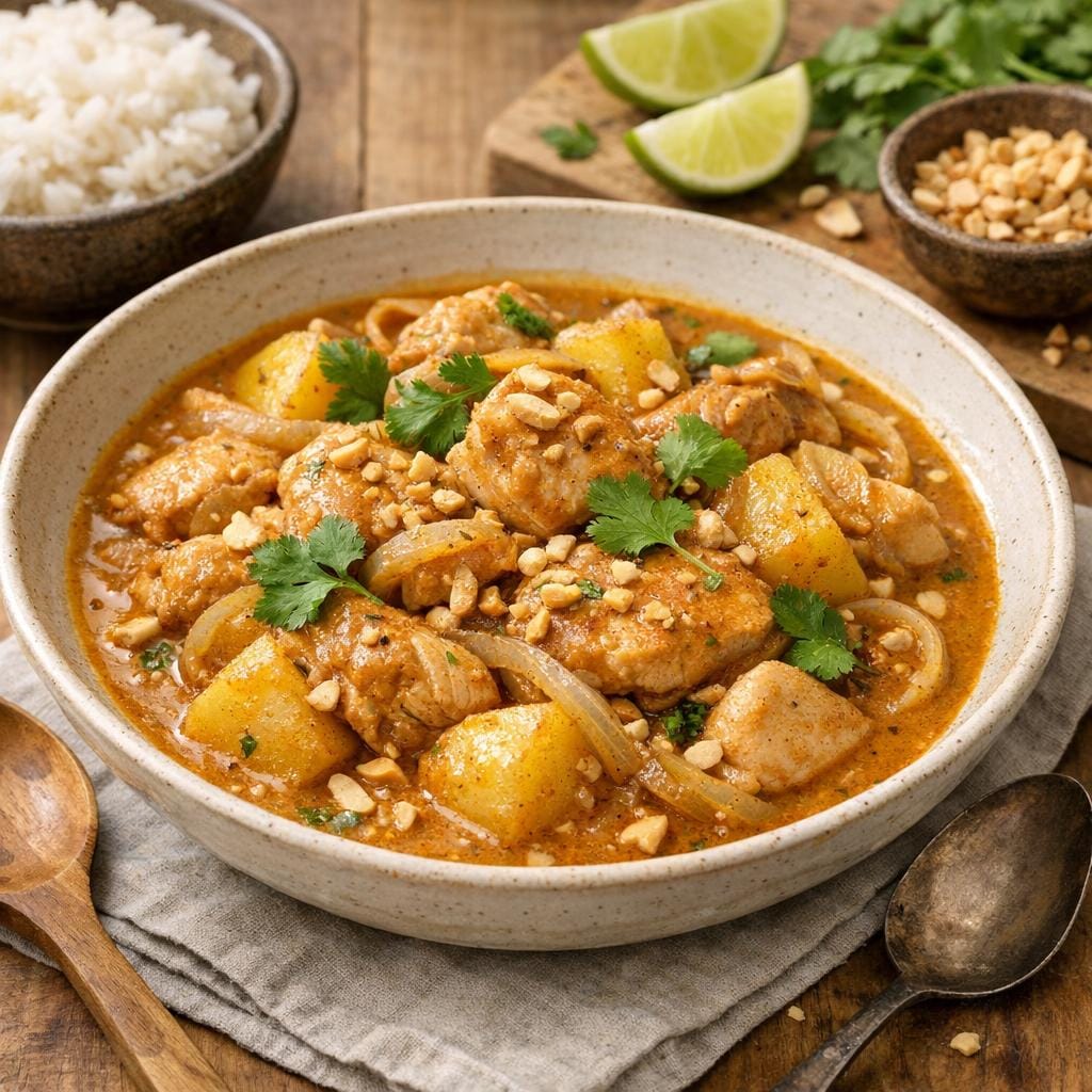 Curry Thaï Massamam de poulet et pommes de terre avec Curry Thaï Massamam