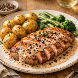Magret poêlé, sauce crème au Trio Poivres et Baies avec Trio Poivres et Baies