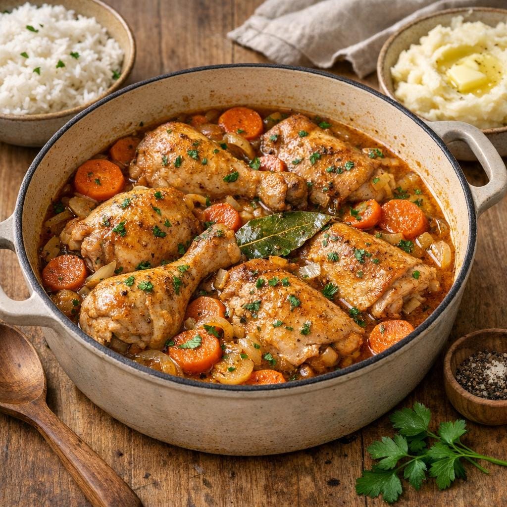 Poulet mijoté à l'Assemblage Cuisine d'antan avec Assemblage Cuisine d'antan