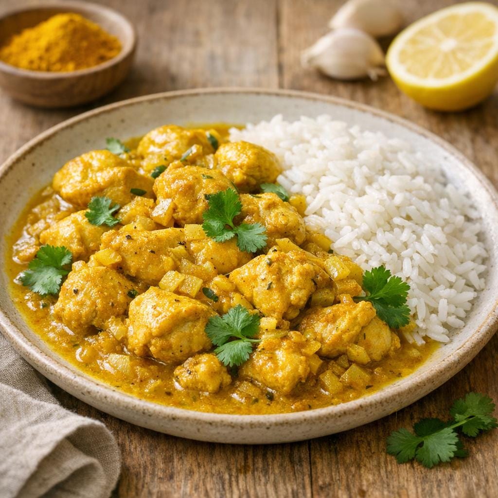 Poulet mijoté au curcuma en poudre avec Curcuma en poudre
