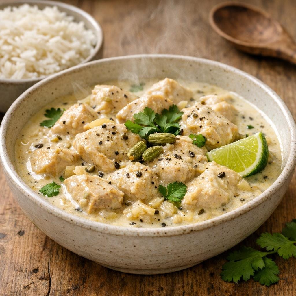 Poulet mijoté au lait de coco et cardamome verte avec Cardamome verte en graines