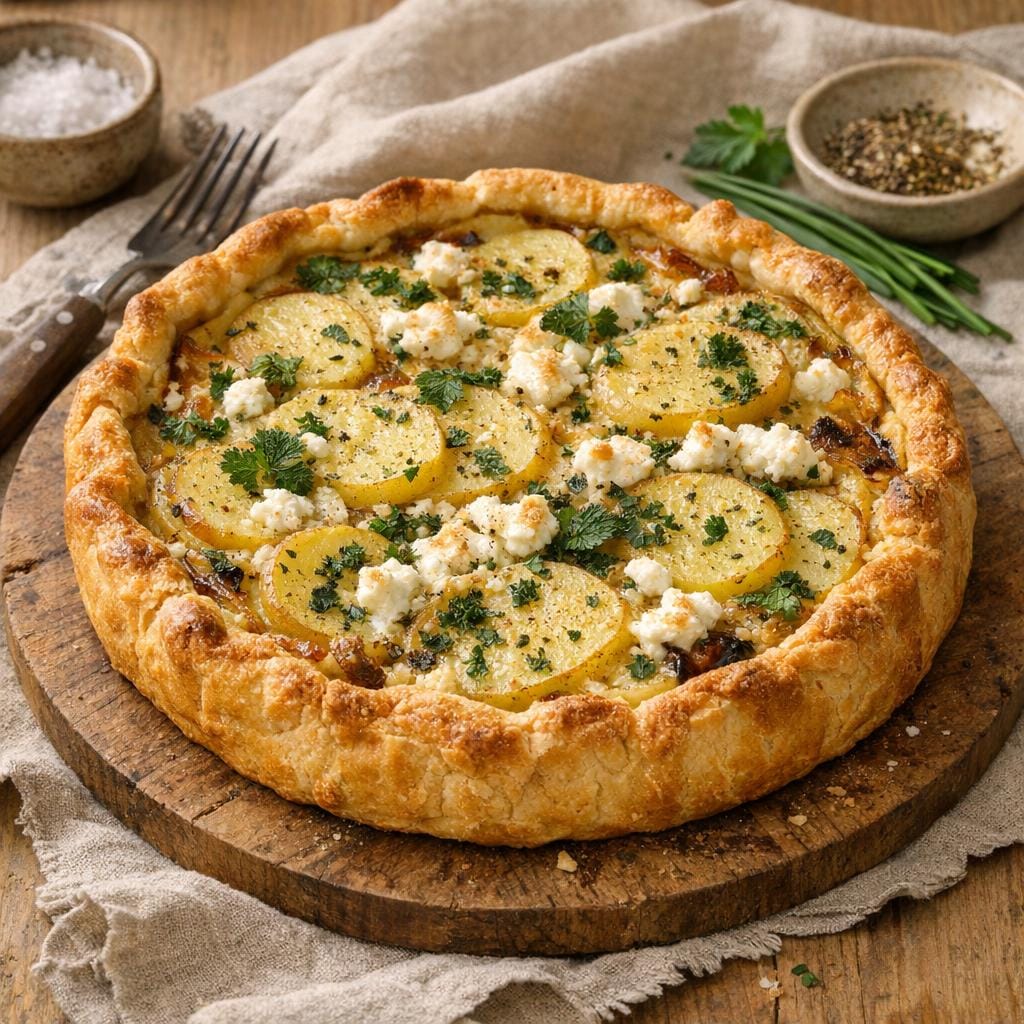 Quiche rustique pommes de terre, chèvre frais et ortie feuille avec Ortie feuille