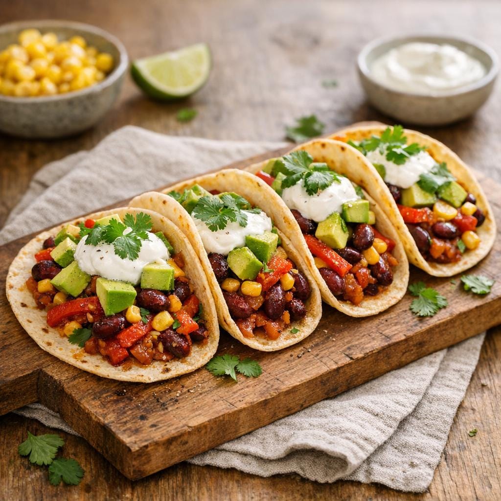 Tacos végétariens aux haricots rouges et poivrons avec Tacos