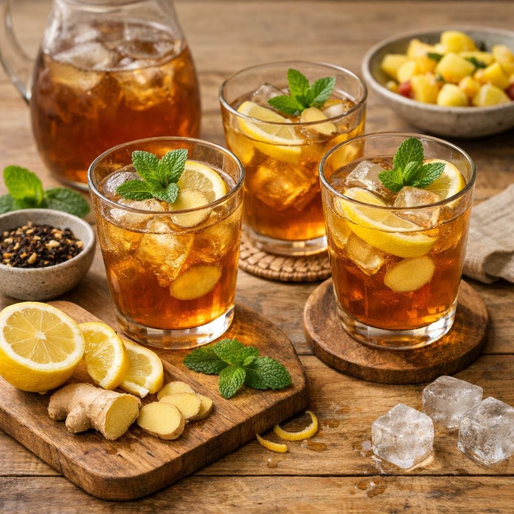 Thé glacé « Un p'tit coup de fouet » — infusion citron-gingembre avec Thé glacé "Un p'tit coup de fouet"