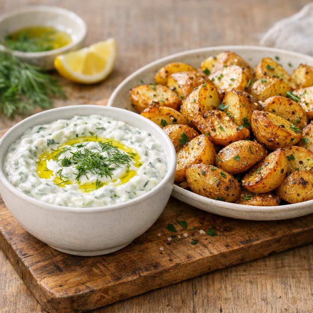 Tzatzíki crémeux et pommes de terre rôties avec Assemblage Tzatzíki sans sel