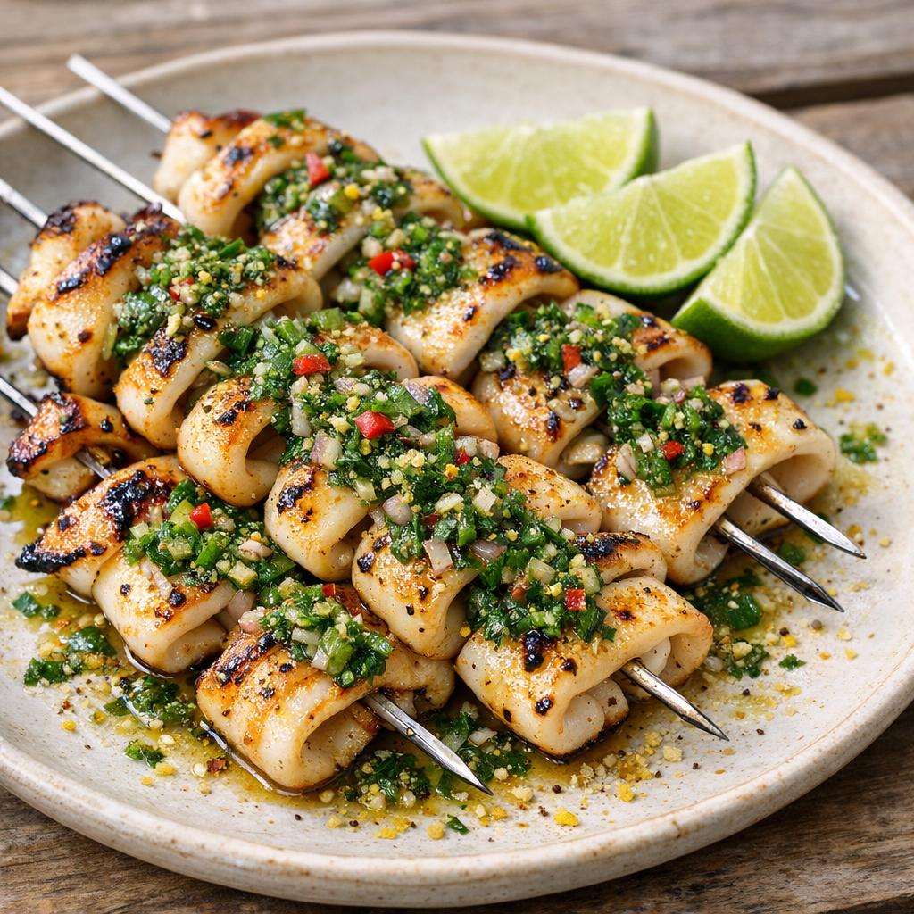 Brochettes calamars yuzu