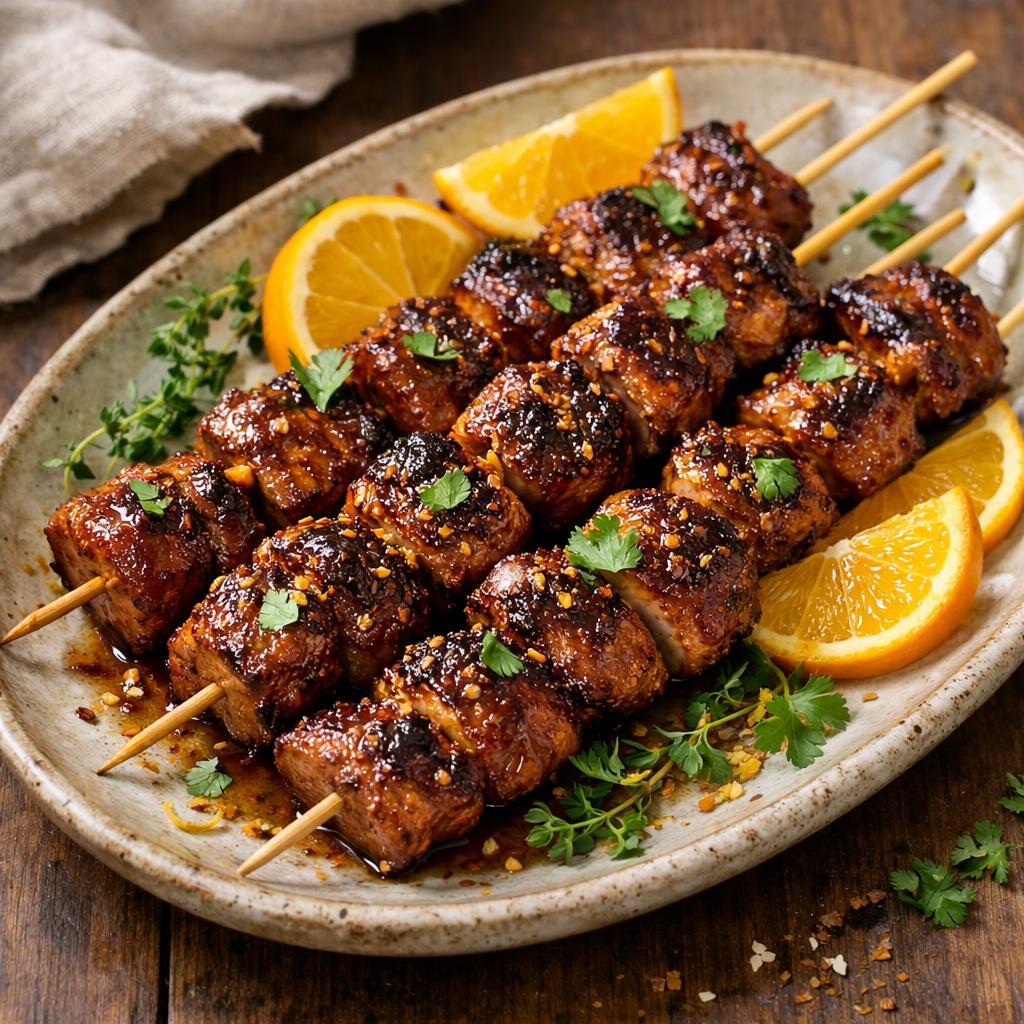 Brochettes de canard laquées