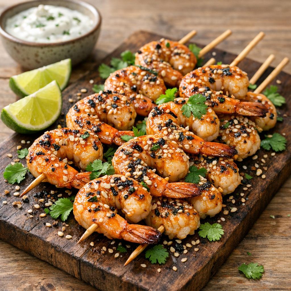 Brochettes crevettes algomasio