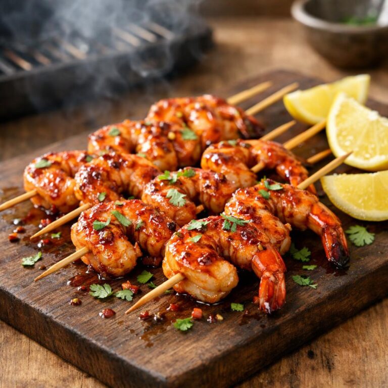 brochettes crevettes piment