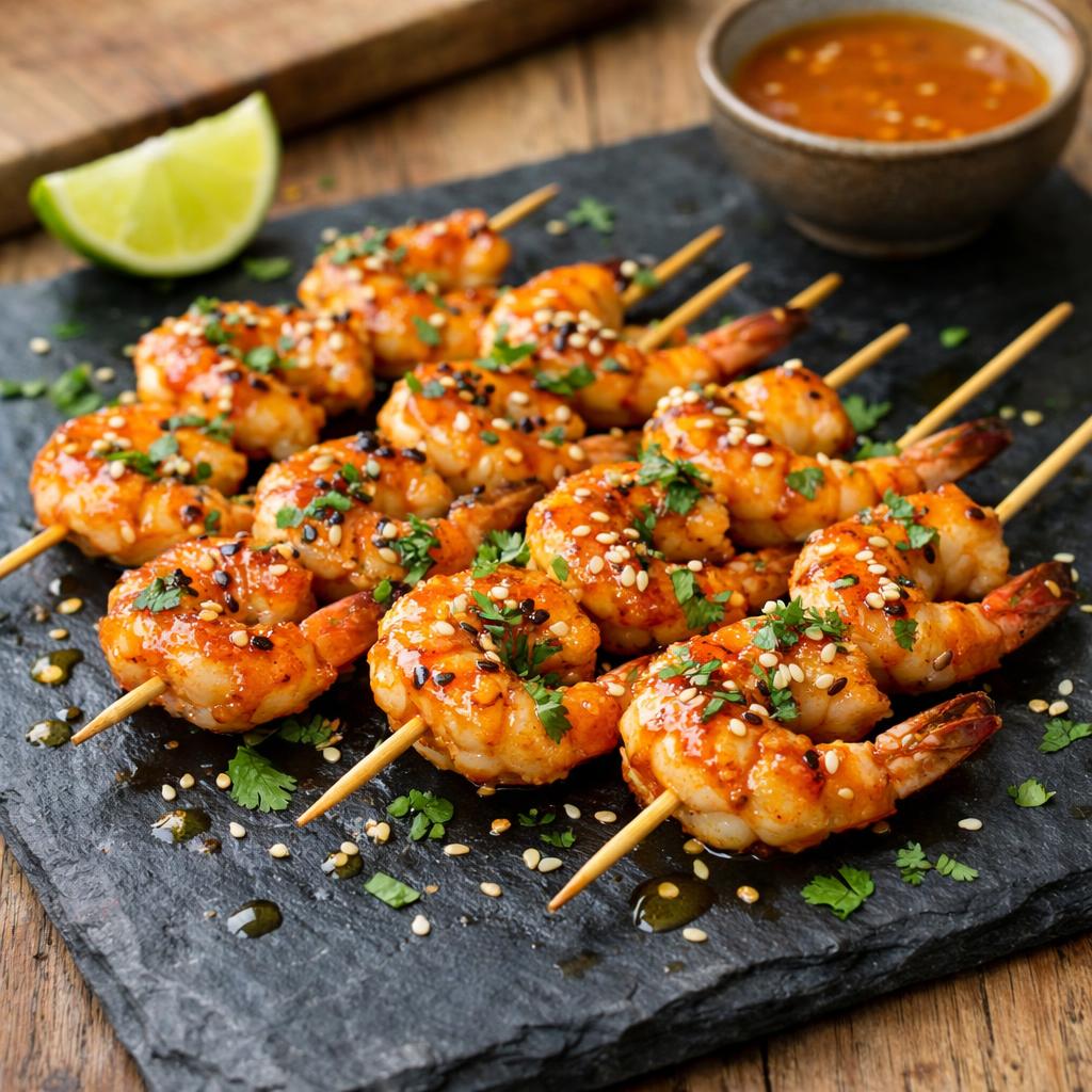 Gambas laquées Aji Machu Picchu