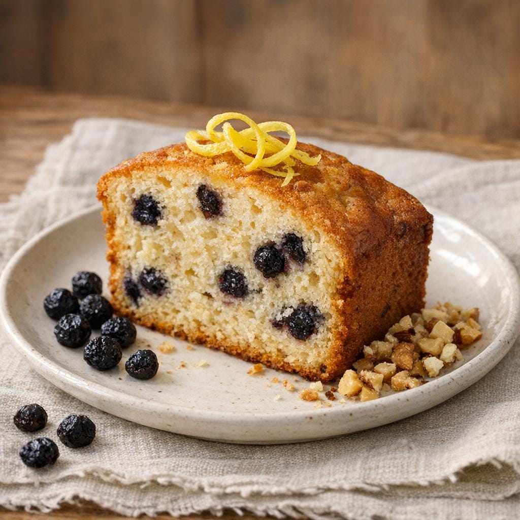 Cake moelleux aux myrtilles séchées et citron avec Myrtille entière séchée