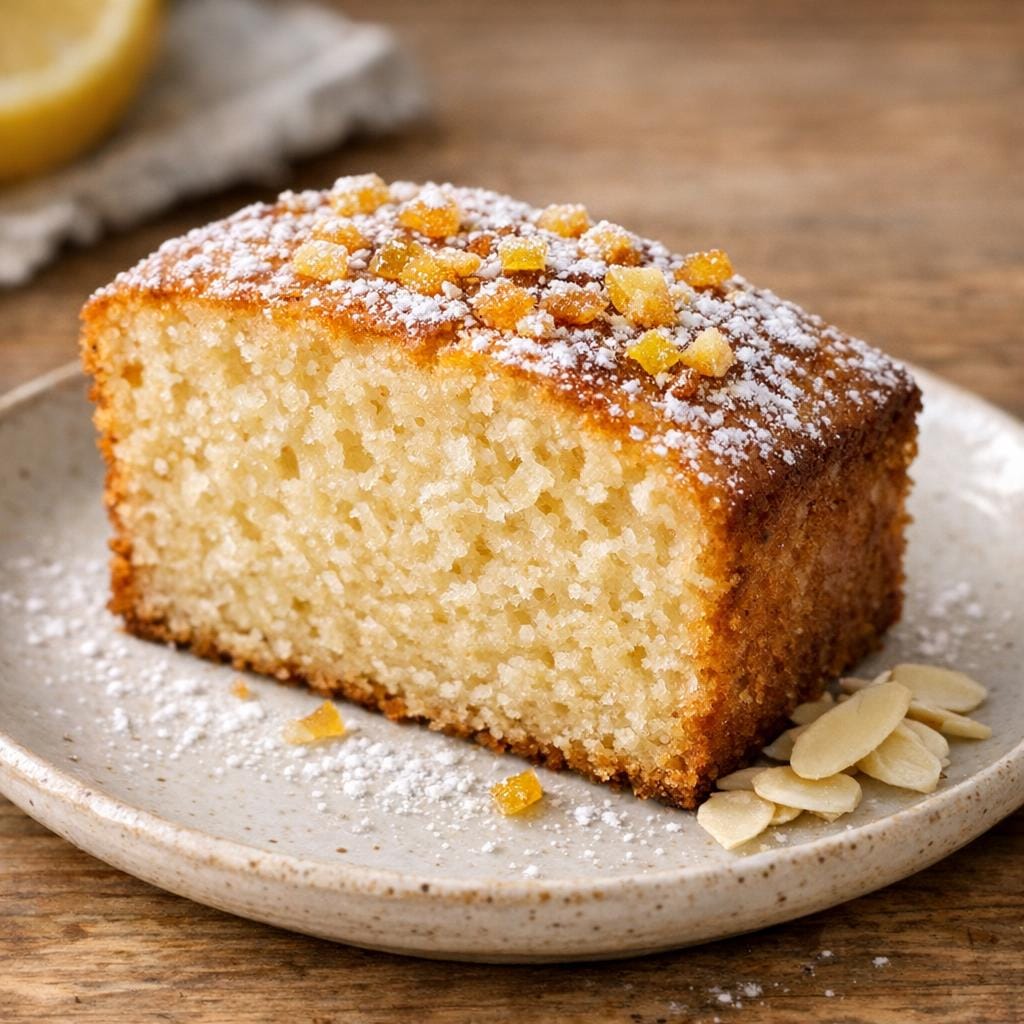 Cake moelleux citron-amande et écorce de citron avec Ecorce de citron en morceaux