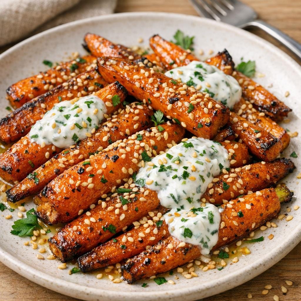Carottes rôties au miel et sésame doré en grains avec Sésame doré en grains