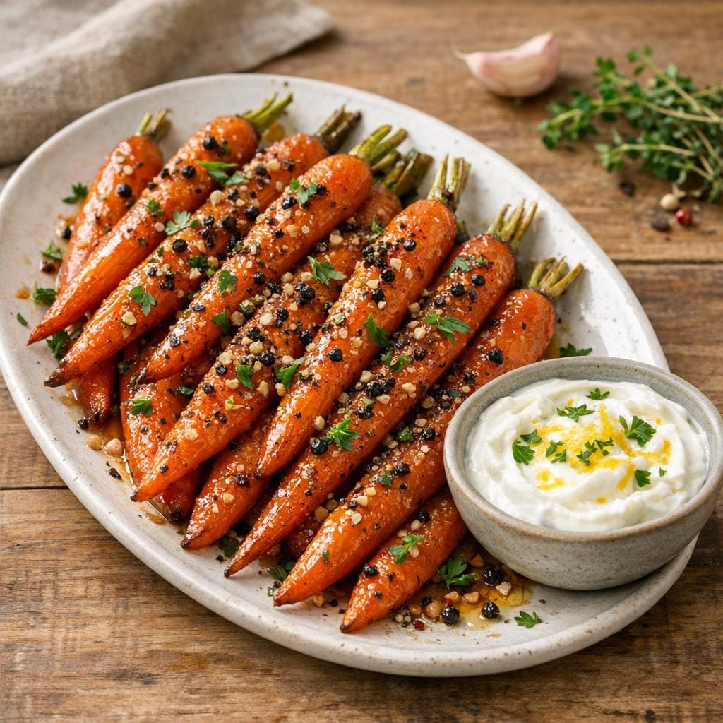 carottes rôties poivres