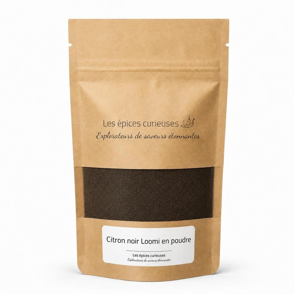 Citron noir Loomi en poudre - Packaging - Les Épices Curieuses