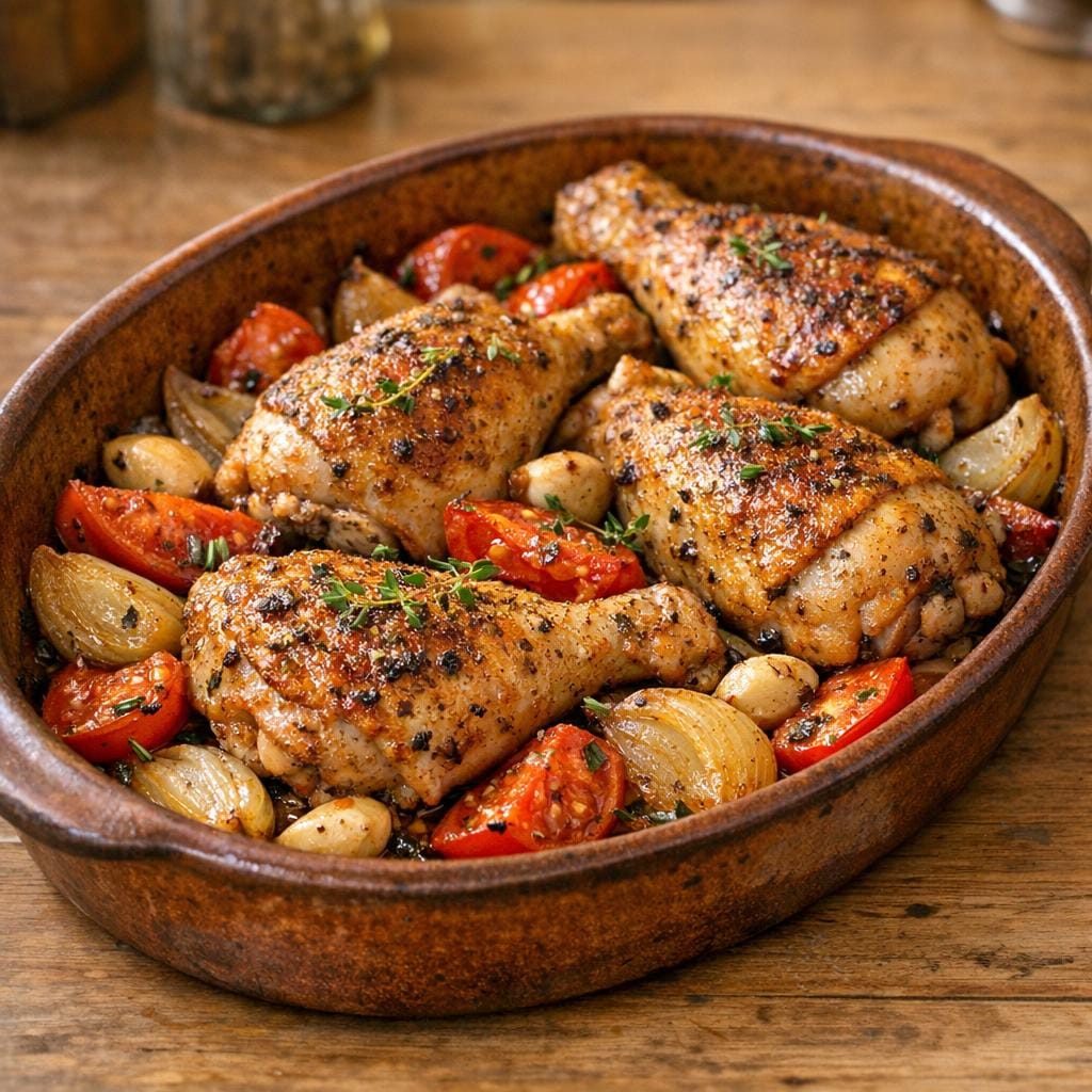 Cuisses de poulet au four Chaudron d'Anjou et tomates avec Chaudron d’Anjou