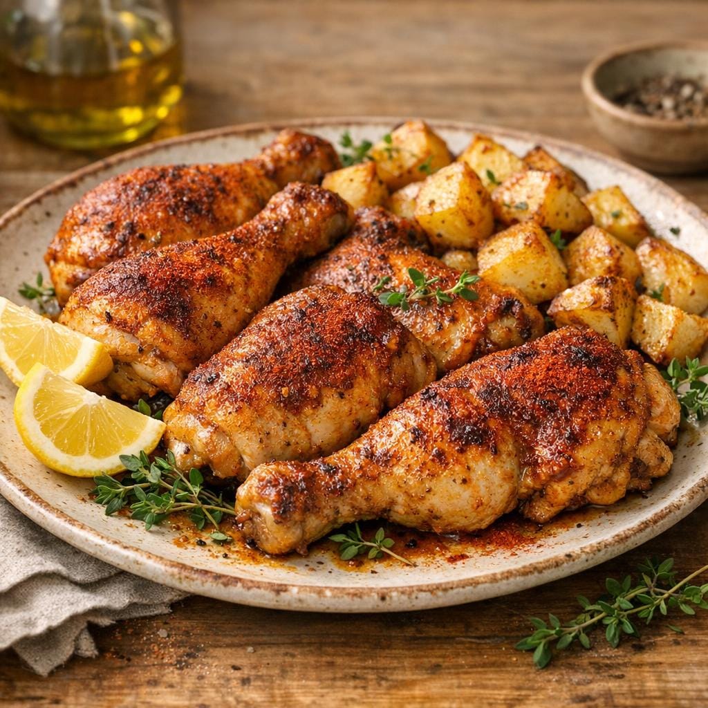 Cuisses de poulet au pimenton fumé, peau dorée et parfumée avec Pimenton Fumé