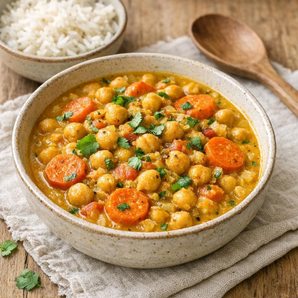 Curry angevin végétarien aux pois chiches et coco avec Curry Angevin