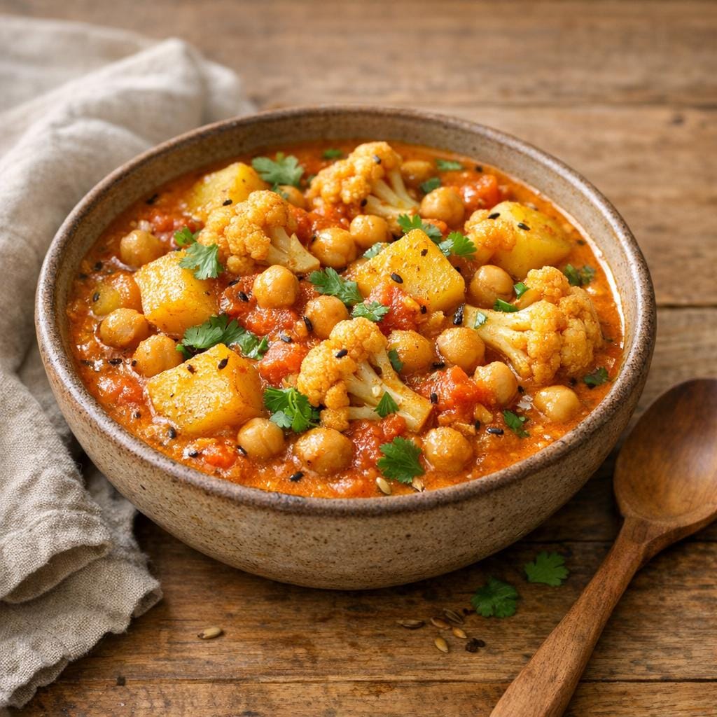 Curry Panch Phoron aux pommes de terre & pois chiches avec Assemblage Panch Phoron