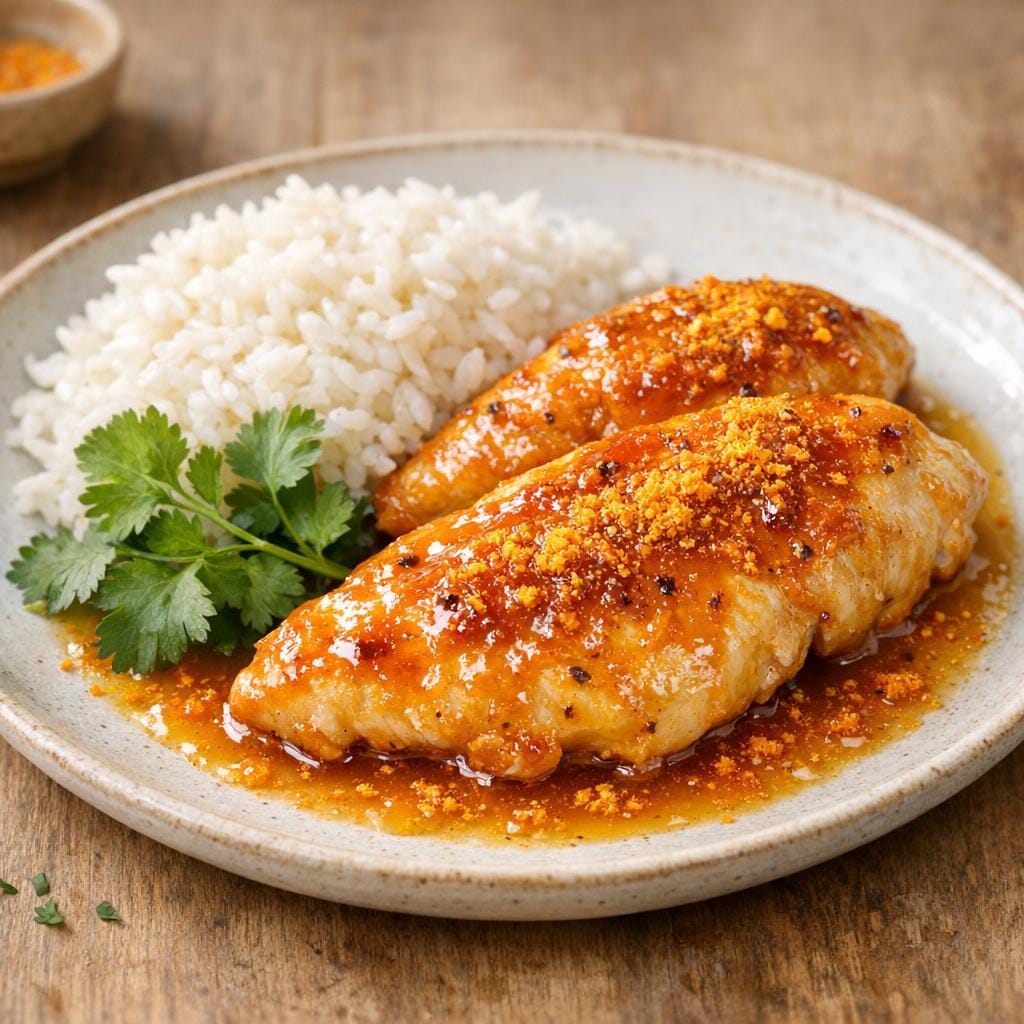Filets de poulet à la mandarine et poudre d'écorce avec Poudre d'écorce de Mandarine