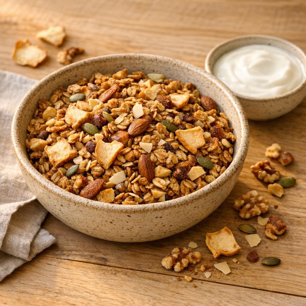 Granola pommes déshydratées, noix et cannelle maison avec Pommes déshydratées
