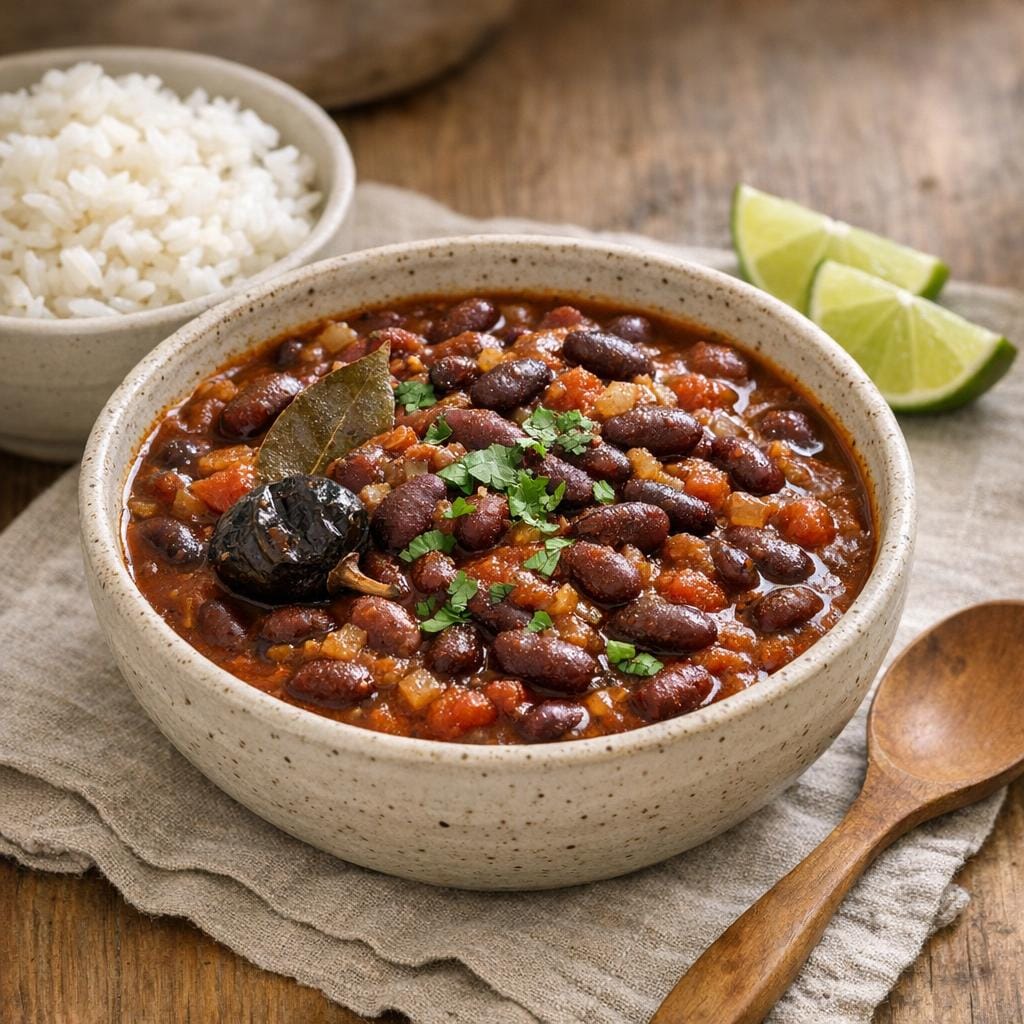Haricots rouges au Cascabel — mijoté parfumé avec Piment Cascabel séché