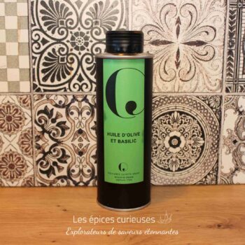 Huile d'olive au basilic 25 cl - Les Épices Curieuses