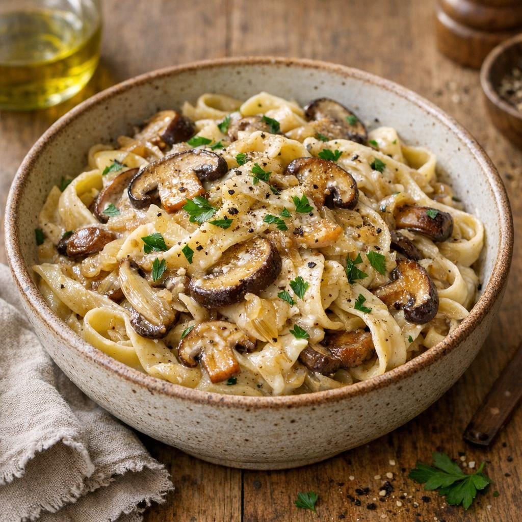 Pâtes crémeuses à la sauce aux champignons avec Assemblage Fond de sauce