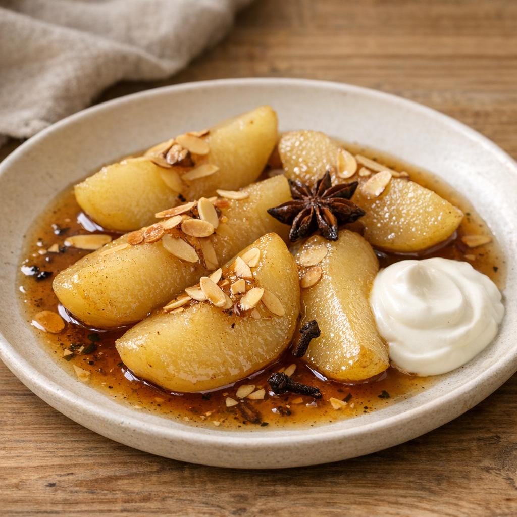 poire pochée au thé