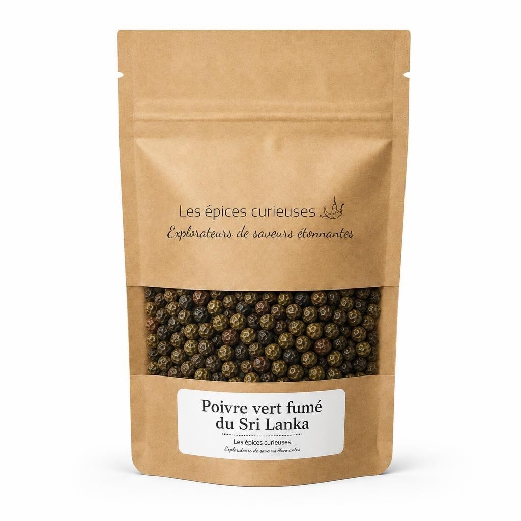 Poivre vert fumé du Sri Lanka - Packaging - Les Épices Curieuses