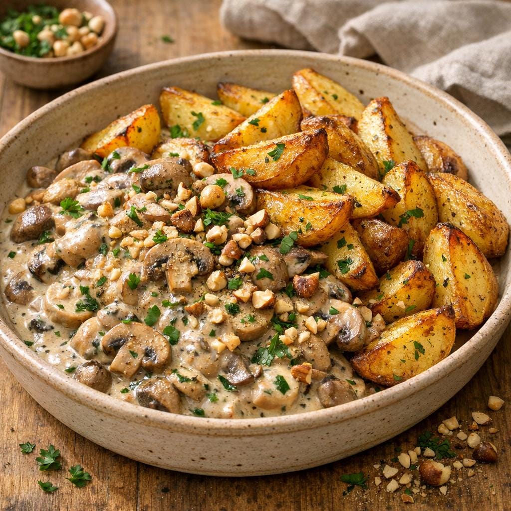 Pommes de terre rôties & champignons à l'estragon gourmand avec Assemblage Aromatique - Estragon Gourmand
