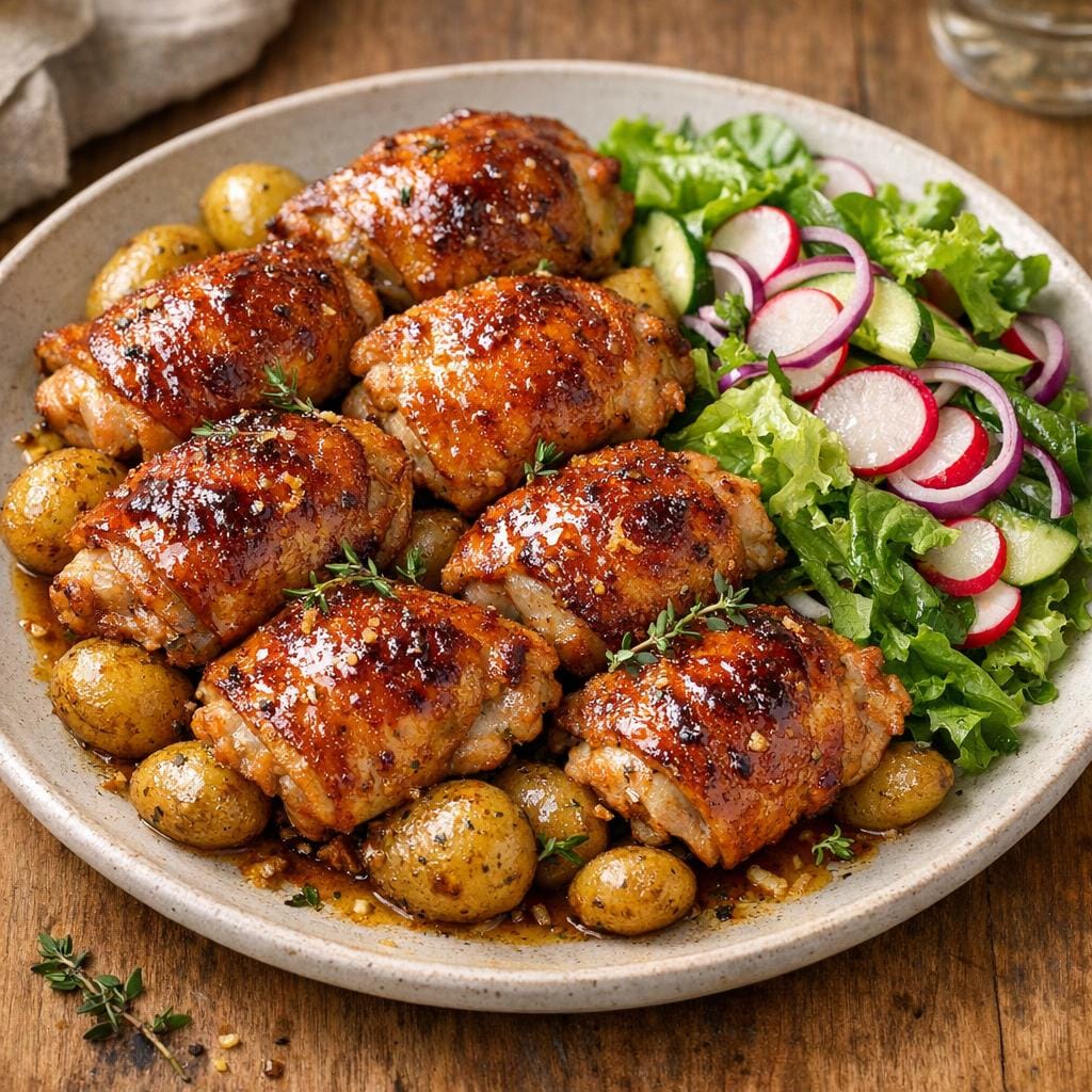 Poulet aux épices La Déli'Cieuse et pommes grenaille avec L’Ensoleillée (ex Deli’cieuse)