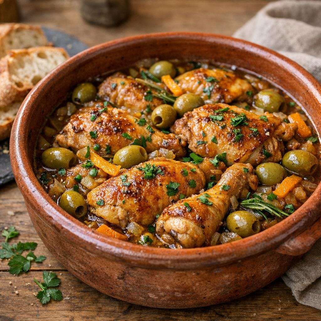 Poulet aux olives & écorce d'orange amère mijoté avec Ecorce d'Orange Amère