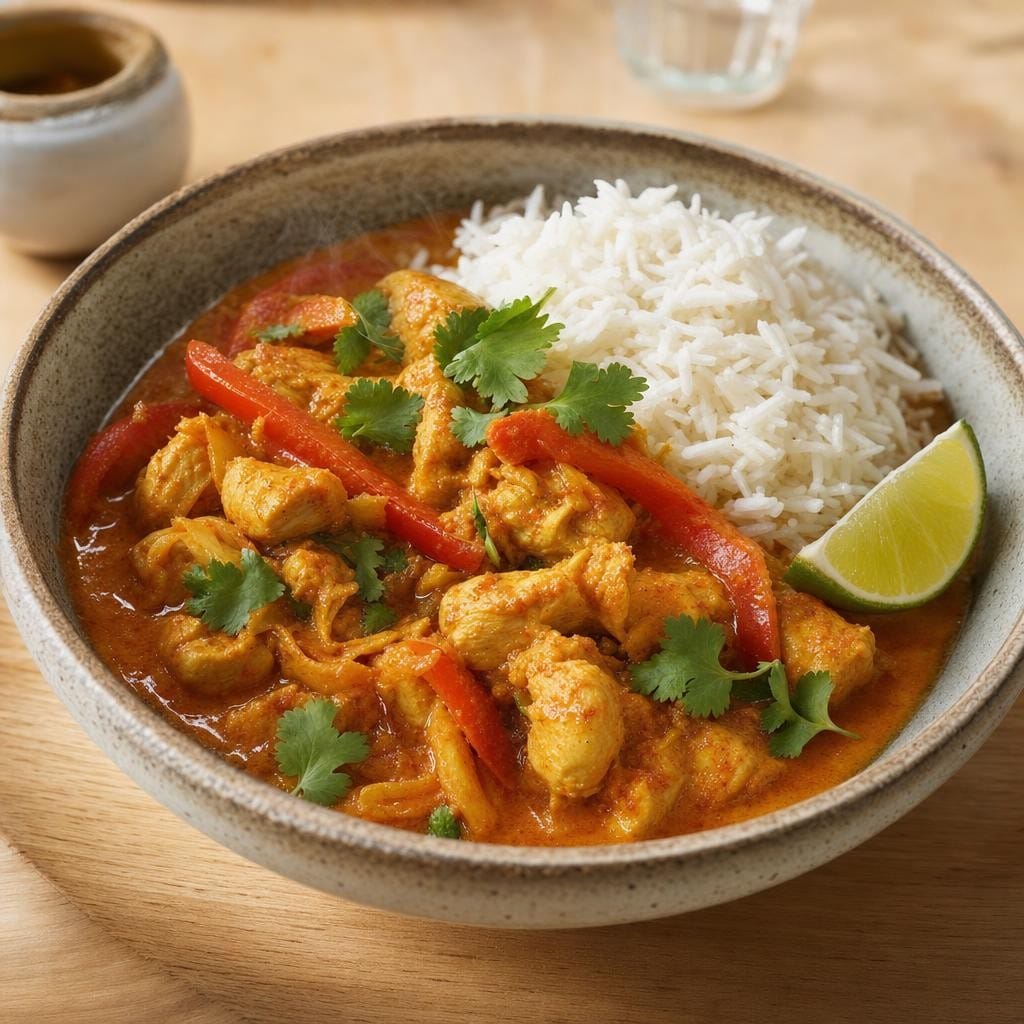 Poulet mijoté au Curry rouge et lait de coco avec Curry rouge