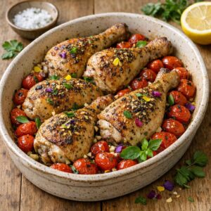 Poulet rôti au Jardin de Provence et tomates cerises avec Jardin de provence